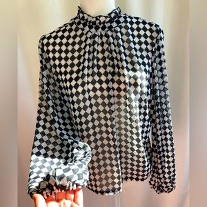 Black and White Houndstooth Blouse / Top - Women’s - Size Small